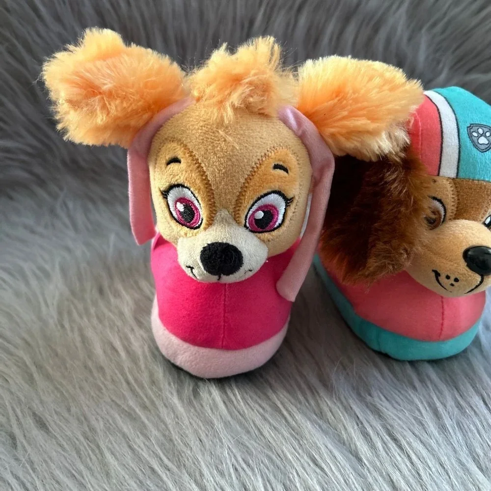 Paw Patrol Plush Slippers Toddler Girls Size 5-6 Pink Slip On Lightweight Shoes